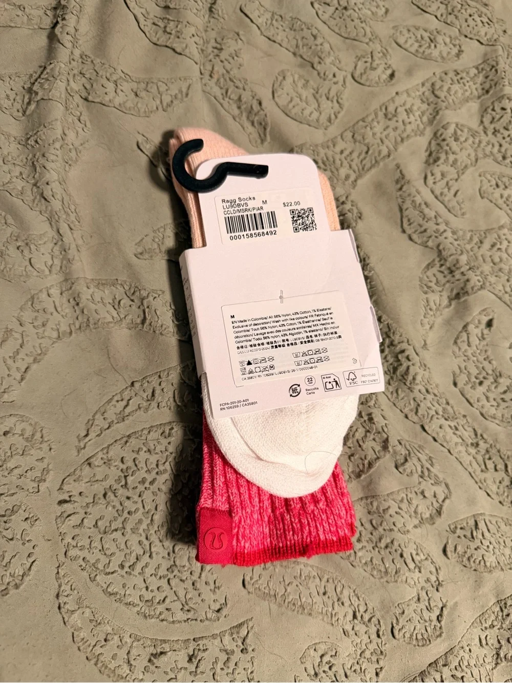 lululemon athletica Ragg Crew Socks - Light Pink & Hot Pink